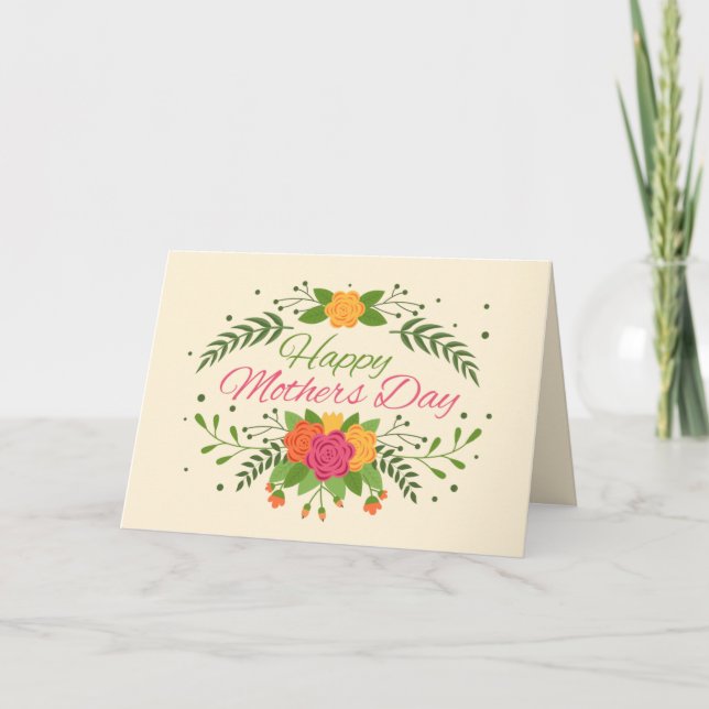 Red and Orange Graphic Roses Mothers Day Card (Front)