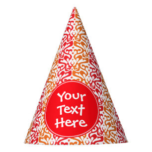 Red and Orange Mod Pattern Custom Party Hat