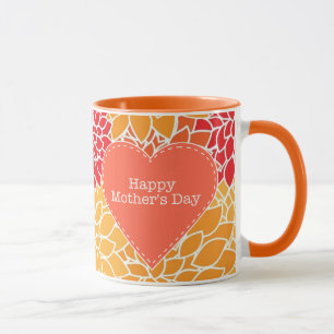 Red and Orange oriental floral Mother's Day mug