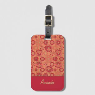 Red and orange pattern luggage tag