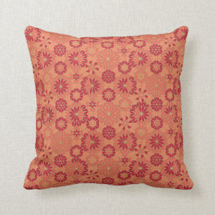Red and orange pattern throw pillow