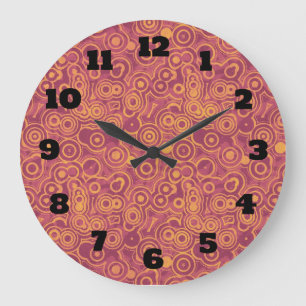 Red and Orange Retro Circles Faded Pattern Large Clock
