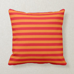 Red and Orange Stripes Throw Pillow