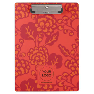 Red and Orange Vibrant and Bold Floral Pattern Clipboard