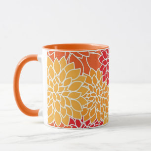Red and Orange vintage oriental floral design Mug