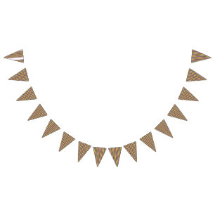 Red and orange wrapping paper with a glossy finish bunting flags