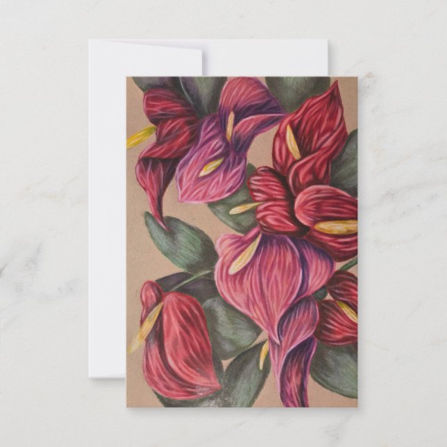 red and pink anthurium card (Front)