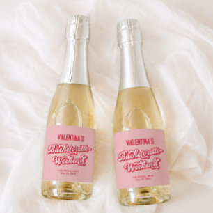 Red and Pink Bachelorette Champagne Sparkling Wine Label