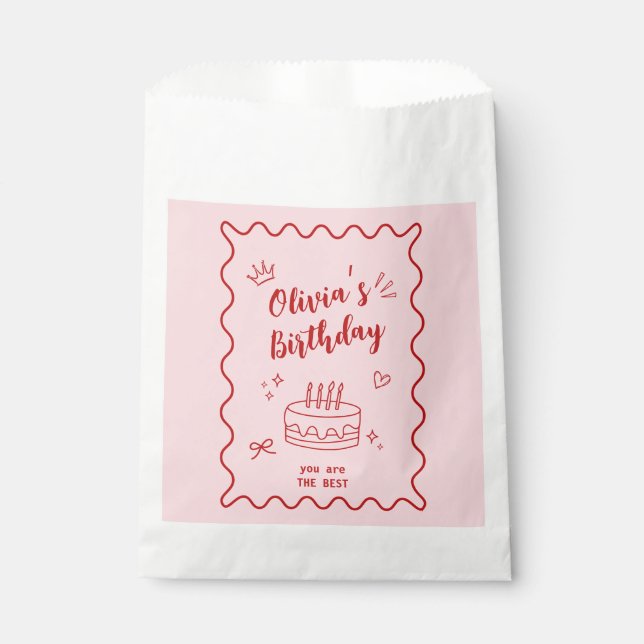 Red and Pink Birthday Favour Bag (Front)