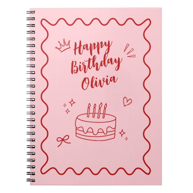 Red and Pink Birthday Notebook (Front)