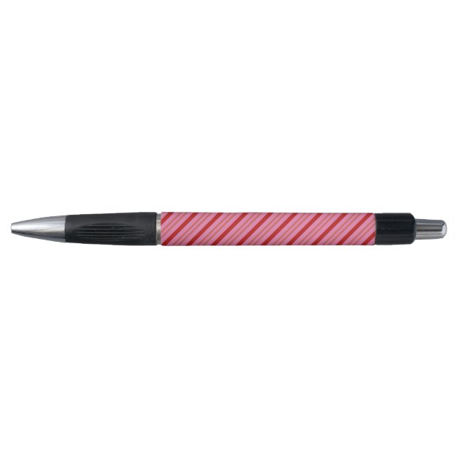 Red and Pink Candy Cane, Fun Colourful Stripes Pen (Front)