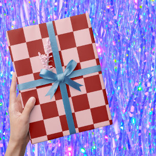 Red and Pink Checkerboard Wrapping Paper