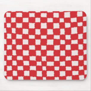 Red and Pink Chequerboard Pattern Bold and Stylish Mouse Pad