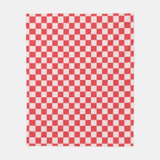 Red And Pink Chequered Pattern Chequerboard Check Fleece Blanket