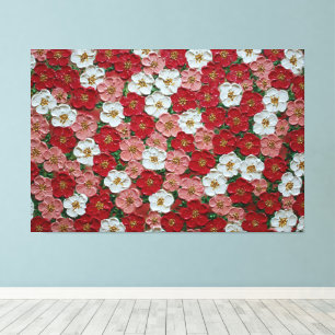 Red and Pink Cherry Blossoms – Impasto Wall Art