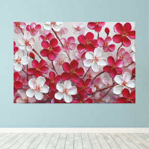 Red and Pink Cherry Blossoms – Impasto Wall Art