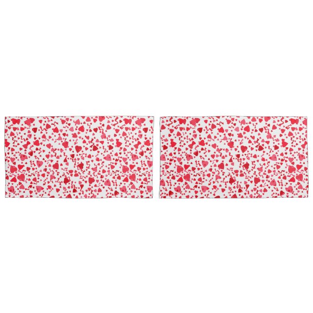 Red and Pink Cute Confetti Hearts Pattern   Pillowcase (Front-Set)