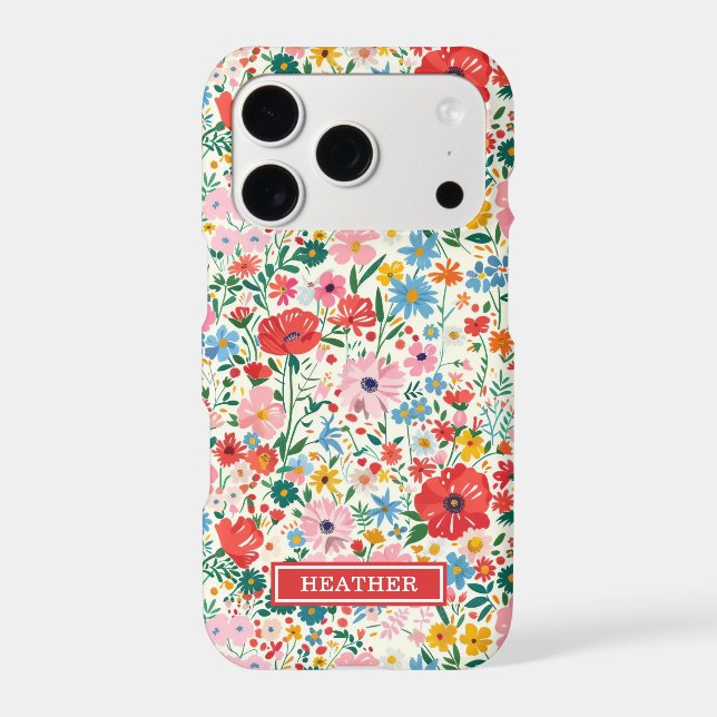 Red and Pink Ditsy Flowers Monogrammed (Back)