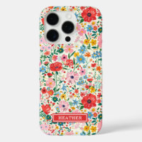 Red and Pink Ditsy Flowers Monogrammed