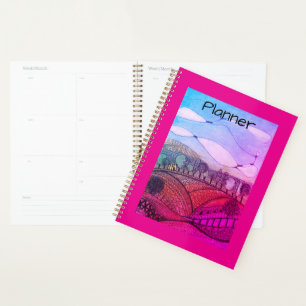 Red and pink doodle landscape Planner