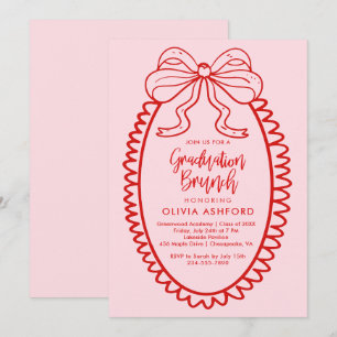 Red and Pink Elegant Brunch graduation Invitation