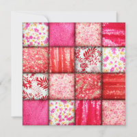 Red and Pink Faux Patchwork Quilting Pattern