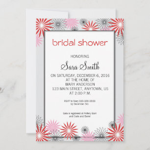 Red and Pink Floral Bridal Shower Invite