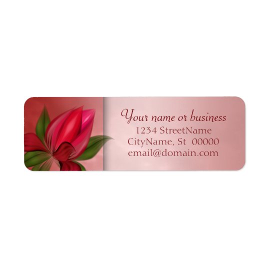 Red and Pink Floral Marble Return Address Label