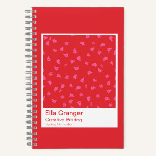 Red and Pink Floral Notebook