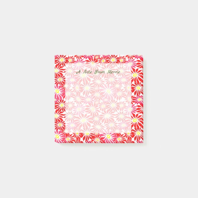 Red and Pink Floral Poinsettia Holiday Pattern Pos Post-it Notes (Front)