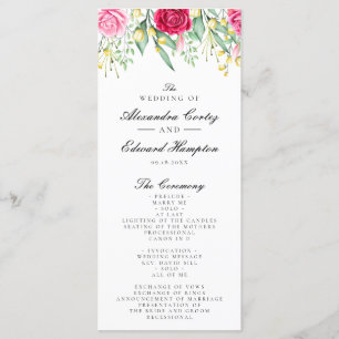 Red and Pink Floral Wedding Program