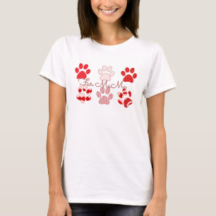 Red And Pink Fur MaMa Paw Print Tshirt