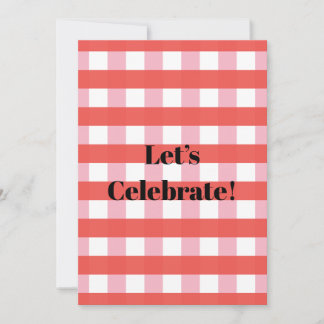 Red and pink gingham style invitation