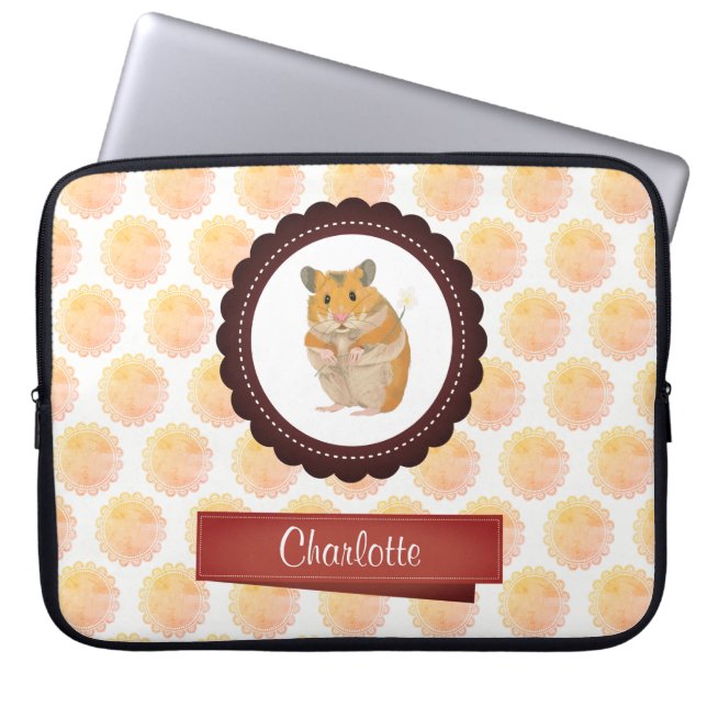 Red and Pink Girls Hamster Laptop Sleeve (Front)