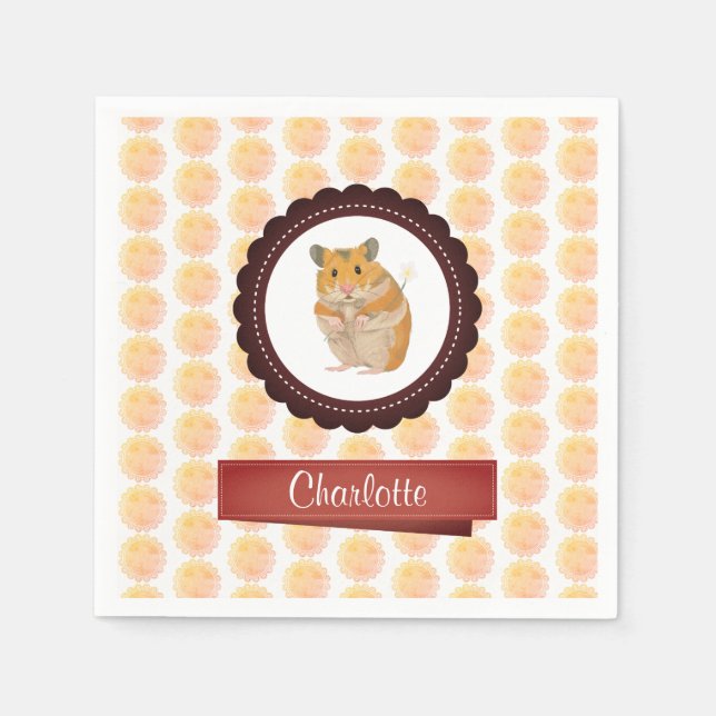 Red and Pink Girls Hamster Napkin (Front)
