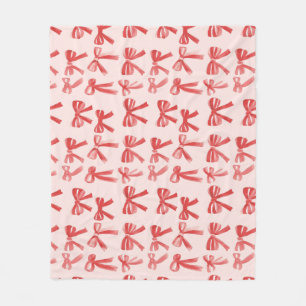 Red and Pink Girly Bows Fleece Blanket