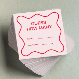 Red and Pink Guess How Many Game Enclosure Card