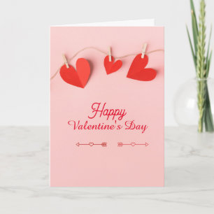 Red and Pink Heart Happy Valentine's Day Folded Card