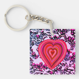 red and pink heart keychain