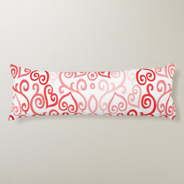 Red and Pink Heart Pattern Body Pillow (Front)