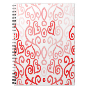 Red and Pink Heart Pattern Notebook