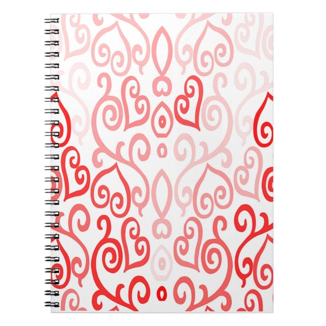 Red and Pink Heart Pattern Notebook (Front)