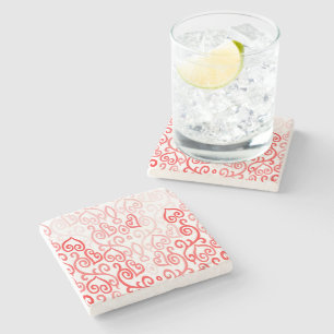 Red and Pink Heart Pattern Stone Coaster