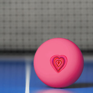 red and pink heart ping pong ball