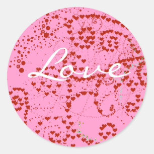 Red and Pink Heart Swirl Classic Round Sticker