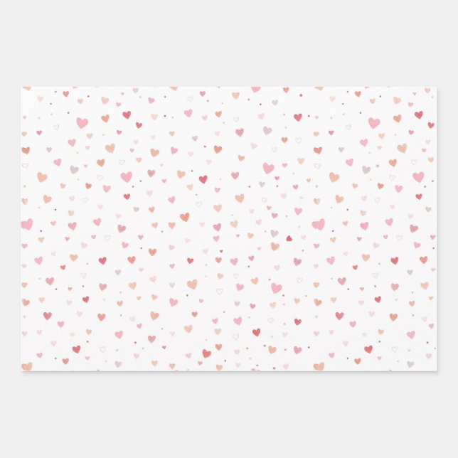  Red and Pink heart valentine Wrapping Paper Sheet (Front)