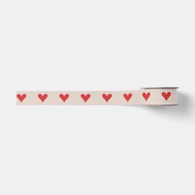 Red and Pink Heart Valentine's Day Gift Favour Grosgrain Ribbon (Front)