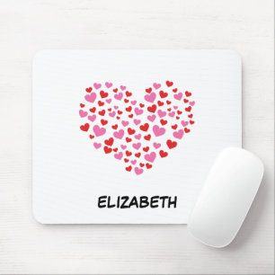 Red And Pink Hearts Add Your Name Mouse Pad