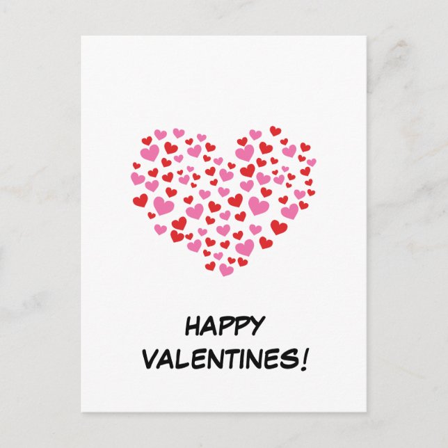 Red And Pink Hearts | Add Your Text Postcard (Front)