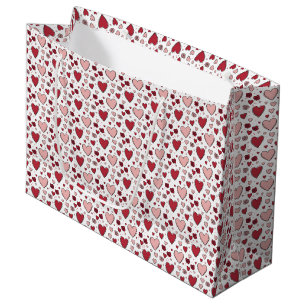 Red and Pink Hearts and Roses Doodle Art Large Gift Bag